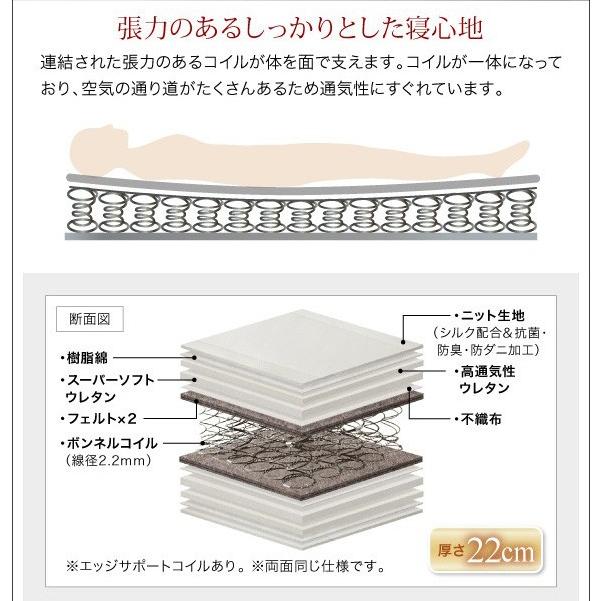 ワイドベッド 将来分割して使える 大型モダンフロアベッド プレミアムボンネルコイルマットレス付き ワイドK240_18