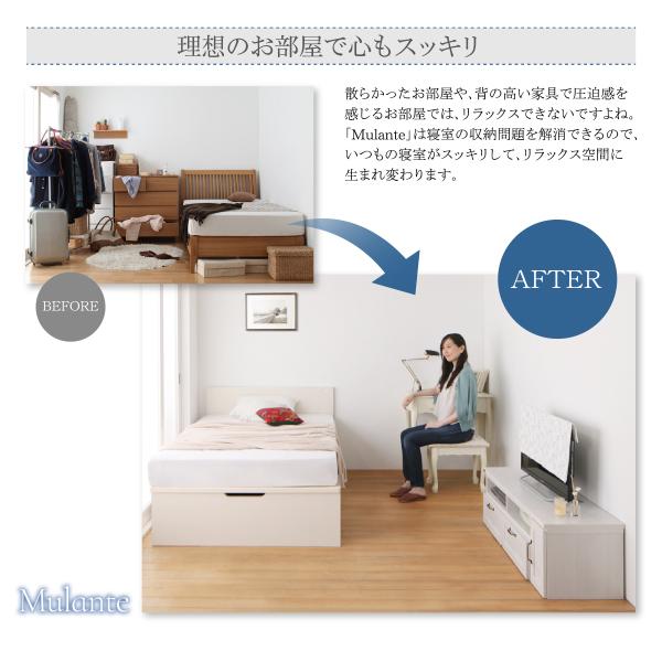 お客様組立 フラットヘッドコンセント付跳ね上げ収納ベッド ムランテ ベッドフレームのみ セミシングル 深さグランド_12