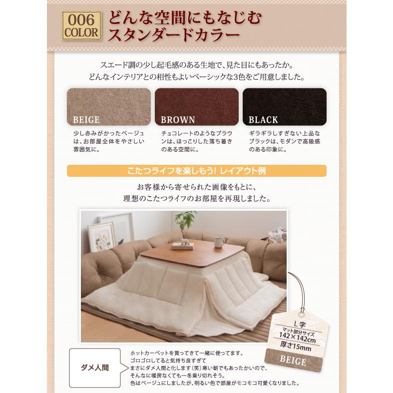ソファ ローソファ こたつに合わせるフロアコーナーソファ L字 マット部分サイズ 190×190cm 厚さ40mm