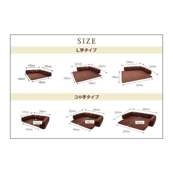 ソファ ローソファ こたつに合わせるフロアコーナーソファ L字 マット部分サイズ 190×190cm 厚さ40mm