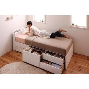 セミシングルベッド 引き出し付きベッド ショート丈 収納ベッド 薄型スタンダードボンネルコイルマットレス付き 棚コンセント付き セミシングル ショート丈