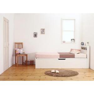 お客様組立 小さな部屋に合うショート丈収納ベッド オデット 薄型プレミアムポケットコイルマットレス付き シングル ショート丈 深さラージ