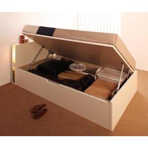 お客様組立 ガス圧式跳ね上げ収納ベッド 夕月 ユフヅキ 薄型スタンダードポケットコイルマットレス付き 横開き セミダブル 深さレギュラー