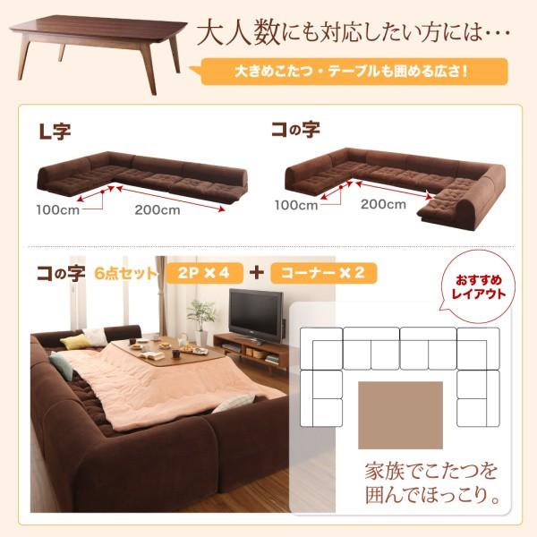 ふわふわなめらかマイクロファイバーフロアコーナーソファ mofｌi モフリ ソファ4点セット L字 2P×3+コーナー_12