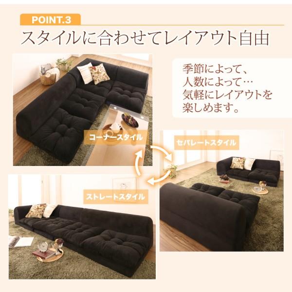 ふわふわなめらかマイクロファイバーフロアコーナーソファ mofｌi モフリ ソファ4点セット L字 2P×3+コーナー_7