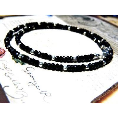 ブラックスピネル&Silver連結チェーン【45cm】ペアネックレス 芸能人 