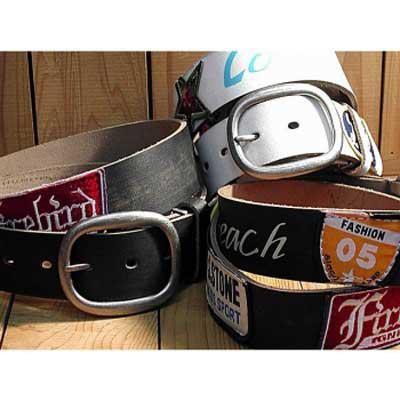 牛革ベルト 英字ワッペンタイプ 40mm幅 【3色】ベルト used加工 本革