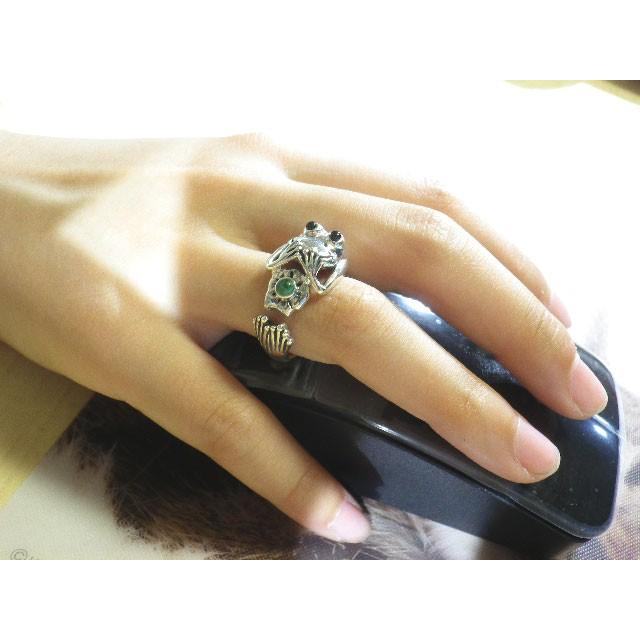 メンズ レディース カエル かわいい リング シルバー925 エメラルド オニキス 指輪 5月 誕生石 アクセサリー 送料無料 あすつく