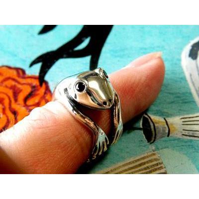 ファニーフロッグリング【ガーネット】 カエル アクセサリー シルバー 