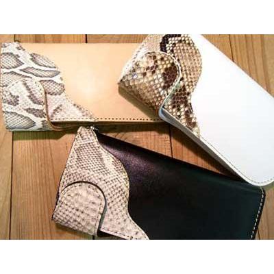 牛革 メンズ長財布 シンプル ロングウォレット【3色】【パイソン 皮革