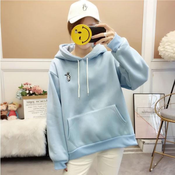 汎用ウサギプリント グレー ウサ耳フード付きパーカースウェット  