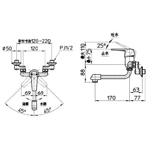 【在庫有り】CK1700D-13 三栄 混合水栓  キッチン用 普通吐水 壁付シングルレバー 一般地仕様 SANEI | SANEI（水栓金具） | 01