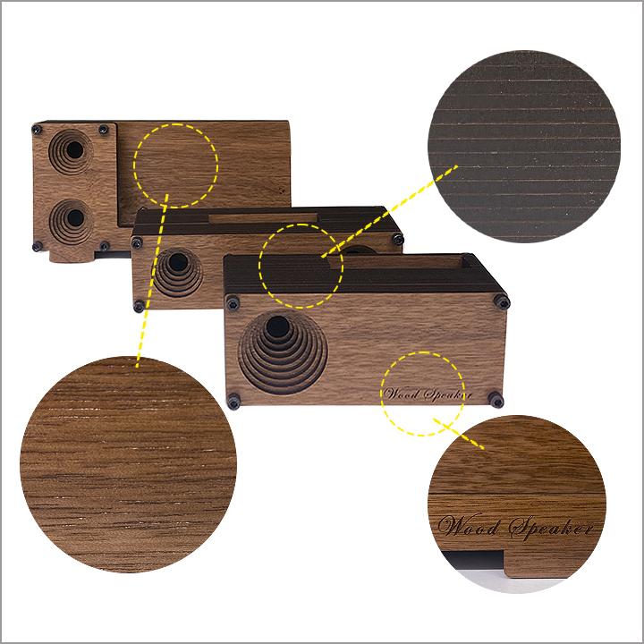 【スマホスタンドM】スピーカーになる2in1タイプ カラー:ダークブラウン 木目/ウッドタイプ インテリア 料理 オンライン授業 iPhone アンドロイド |  | 04