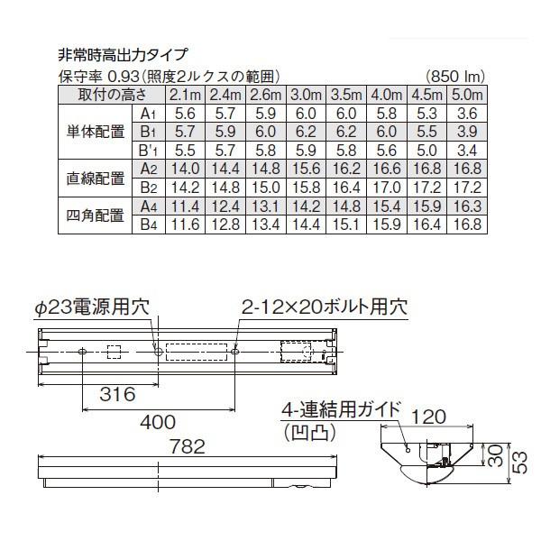 【LEKTS212084N-LS9】東芝 TENQOOシリーズ 非常用照明器具 20タイプ直付（W120） 高出力タイプ 一般タイプ FL20×1相当 非調光 | TOSHIBA | 01
