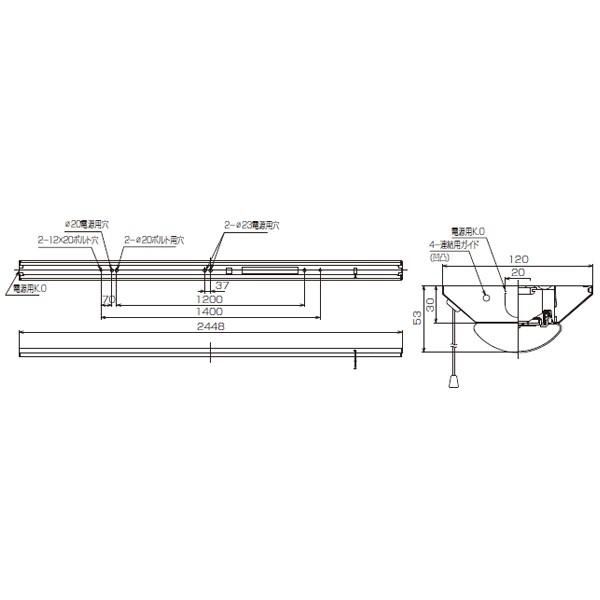 【LEKT812133PN-LS9】東芝 LEDベースライト 110タイプ W120直付形 Ra83昼白色 一般タイプ 13400lmタイプ 5000K プルスイッチ付 | TOSHIBA | 01