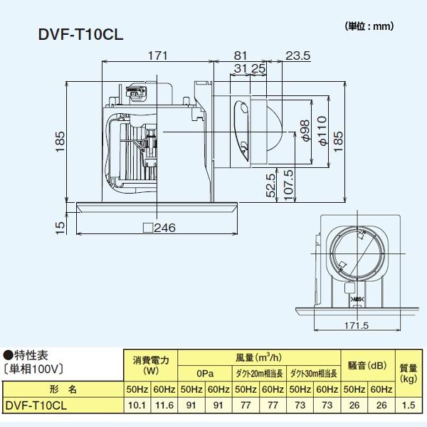 【DVF-T10CL】東芝 ダクト用換気扇 低騒音形 スタンダード格子 サニタリー用 【TOSHIBA】｜comparte｜02