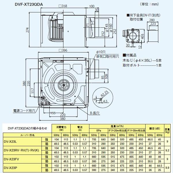 【DVF-XT23QDA】東芝 ダクト用換気扇 低騒音形 ルーバー（本体カバー）別売 居間・事務所・店舗用 【TOSHIBA】 | TOSHIBA | 01