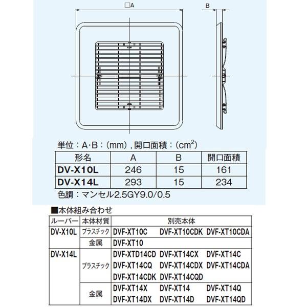 【DV-X10L】東芝 ダクト用換気扇 別売ルーバー スタンダード格子 【TOSHIBA】 | TOSHIBA | 01