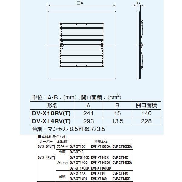 【DV-X10RV(T)】東芝 ダクト用換気扇 別売ルーバー インテリア格子 【TOSHIBA】 | TOSHIBA | 01