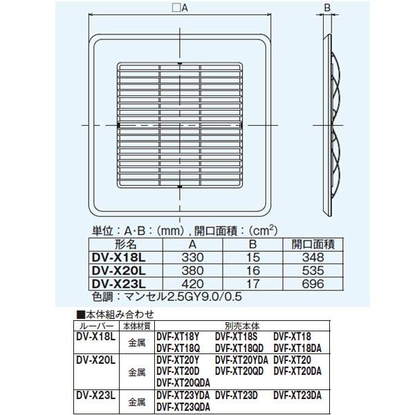【DV-X20L】東芝 ダクト用換気扇 別売ルーバー スタンダード格子 【TOSHIBA】 | TOSHIBA | 01