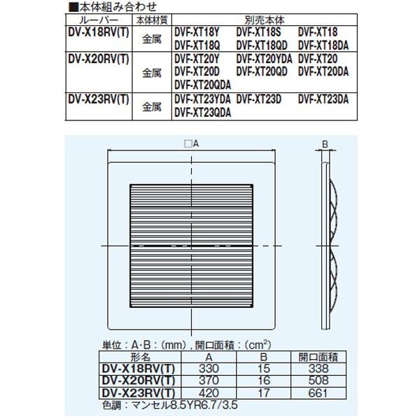 【DV-X18RV(T)】東芝 ダクト用換気扇 別売ルーバー インテリア格子 【TOSHIBA】 | TOSHIBA | 01