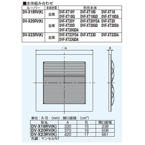 【DV-X20RV(K)】東芝 ダクト用換気扇 別売ルーバー インテリア格子 【TOSHIBA】 | TOSHIBA | 01