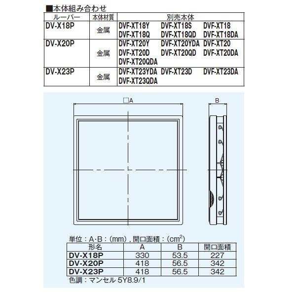 【DV-X20P】東芝 ダクト用換気扇 別売ルーバー インテリアパネル 【TOSHIBA】 | TOSHIBA | 01