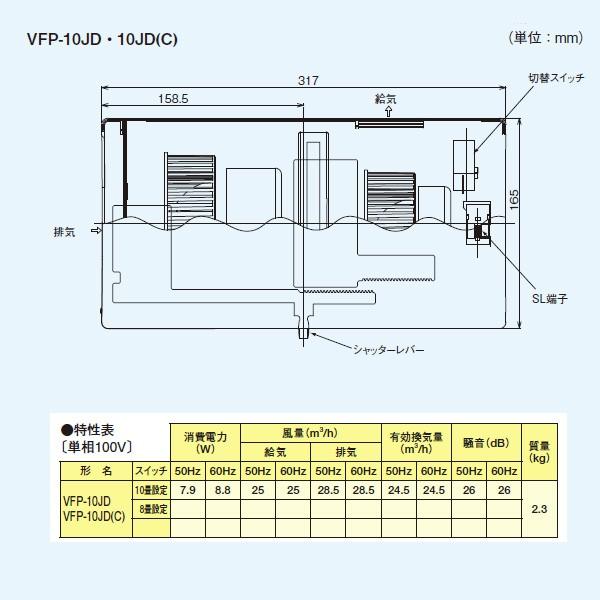 【VFP-10JD】東芝 パイプ用ファン 同時給排気形 シロッコファン 居間用 【TOSHIBA】 | TOSHIBA | 01