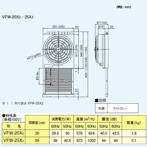 【VFW-25X2】東芝 窓用換気扇 排気式 【TOSHIBA】｜comparte｜02