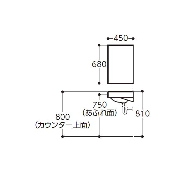 TOTO　カウンター一体形　壁掛洗面器　樹脂製　NW1(ホワイト)