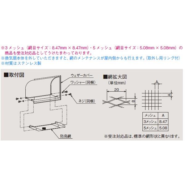 【P-20CS4】 三菱 標準換気扇 システム部材 ウェザーカバー用防鳥網 | 三菱