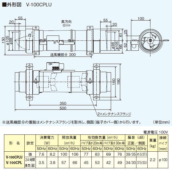 三菱（MITSUBISHI） 【V-100CPLU】 ダクト用換気扇 カウンターアロー
