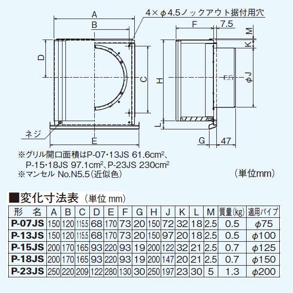 【P-13JS】 三菱 ダクト用システム部材 深形スクエアフード ステンレス製・ギャラリ付 | 三菱 | 01