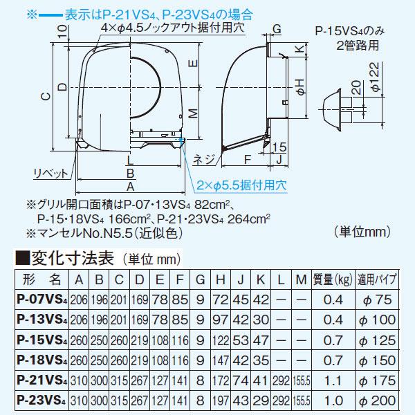 【P-18VS4】 三菱 ダクト用システム部材 深形フード ステンレス製・ギャラリ付 | 三菱 | 01