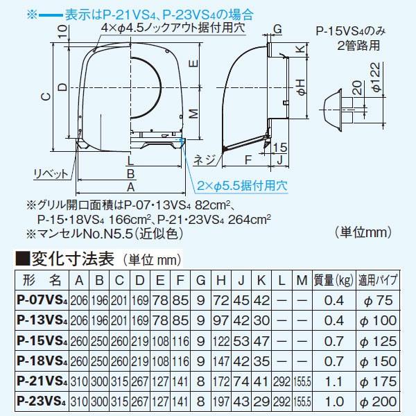 【P-23VS4】 三菱 ダクト用システム部材 深形フード ステンレス製・ギャラリ付 | 三菱 | 01