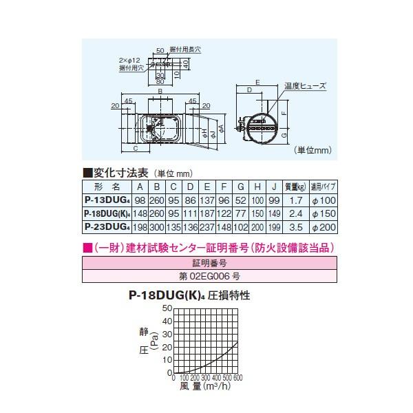 【P-18DUG4】 三菱 換気扇用システム部材 外復帰形防火ダンパー | 三菱 | 01