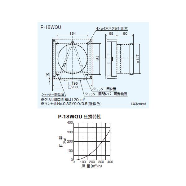 【P-18WQU】 三菱 給気ユニットシステム部材 自然給気ユニット | 三菱 | 01