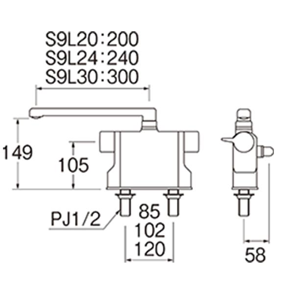 【SK7810-S9L20】 三栄 サーモデッキシャワー混合栓 バス用 ※パイプの長さ200mm | SANEI（水栓金具） | 01