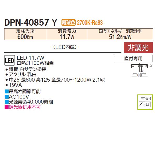 【DPN-40857Y】 DAIKO ペンダントライト 非調光 電球色 アーキテクトライン 大光電機 DPN DAIKO 大光電機