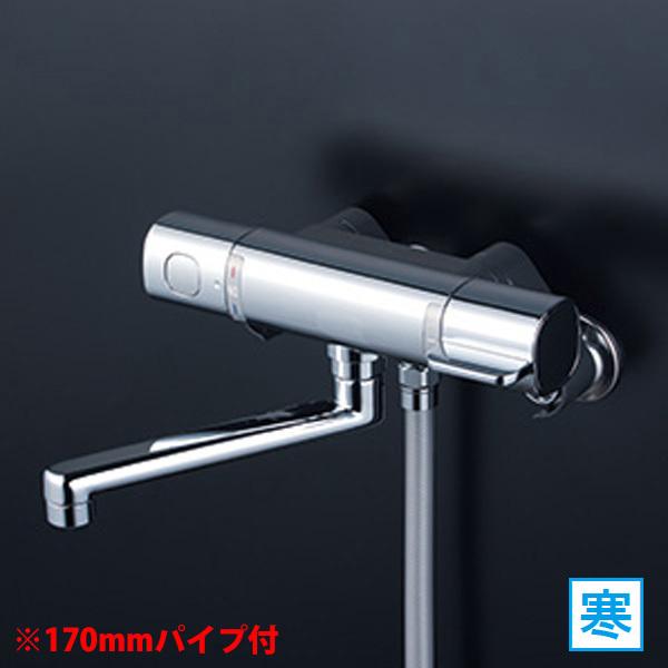 【FTB100KWPFT】 浴室水栓 KVK サーモスタット式 メッキワンストップ シャワーヘッド付 170mmパイプ付 寒冷地用 | KVK