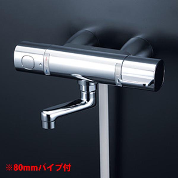 【FTB100KKSR8T】 浴室水栓 シャワー KVK サーモスタット式 スカートソケット仕様 80mmパイプ付 | KVK