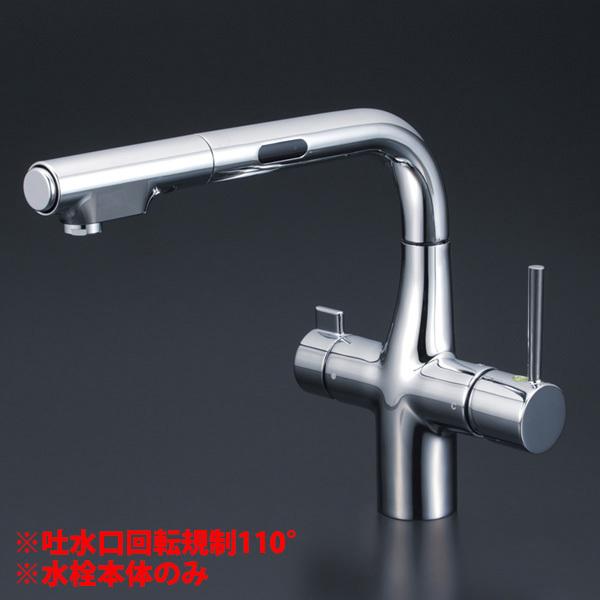【KM6131EC】 KVK キッチン 混合水栓 浄水器用 シャワー付き蛇口 ビルトイン センサー付 eレバー 水栓本体のみ | KVK