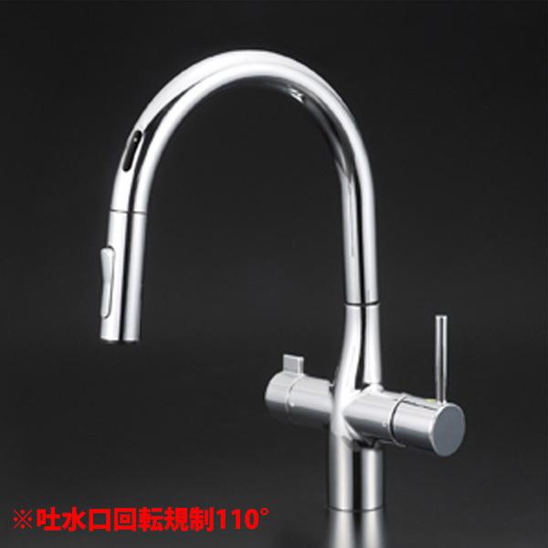 【KM6091SCEC】 KVK キッチン 混合水栓 浄水器用 シャワー付き蛇口 ビルトイン センサー | KVK