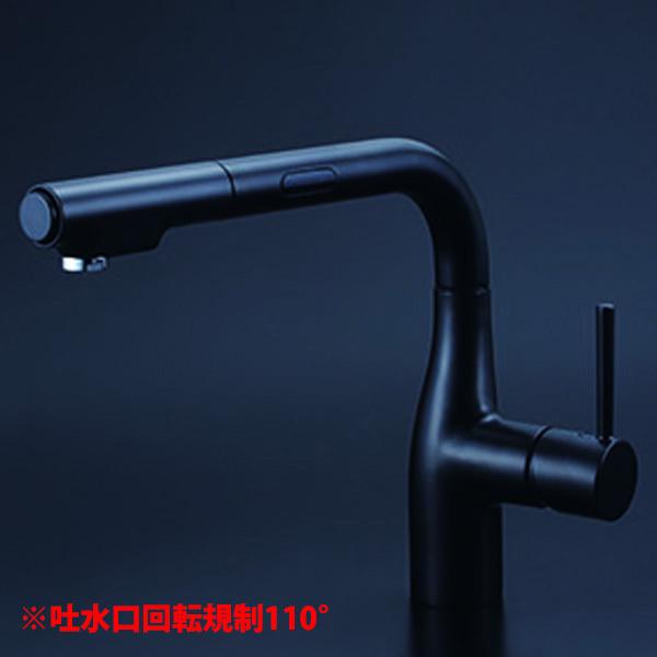 【KM6111ECM5】 KVK キッチン 混合水栓 (シャワー/センサー付) eレバー マットブラック | KVK