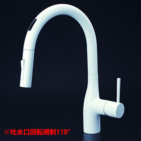 【KM6071ECM4】 KVK キッチン 混合水栓 (シャワー/センサー付) ｅレバー マットホワイト | KVK