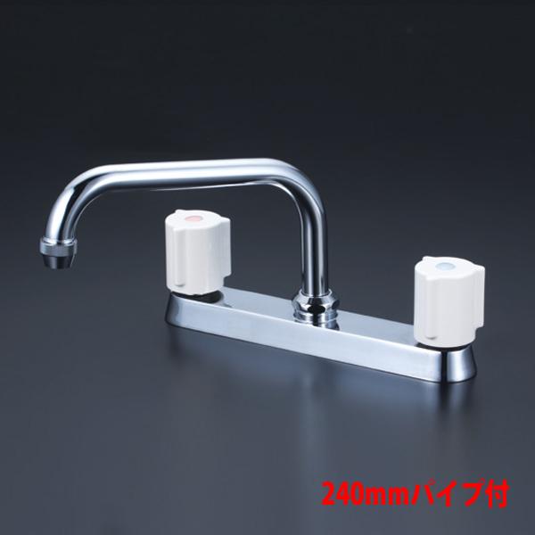 【KM8GNR2】 KVK キッチン 2ハンドル混合水栓 取付ピッチ204mm 240mmパイプ付 | KVK