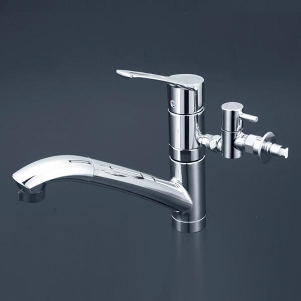 【KM5031TTU】 KVK キッチン 給水・給湯接続／シングルレバー シャワー付混合水栓 分岐止水栓付 | KVK