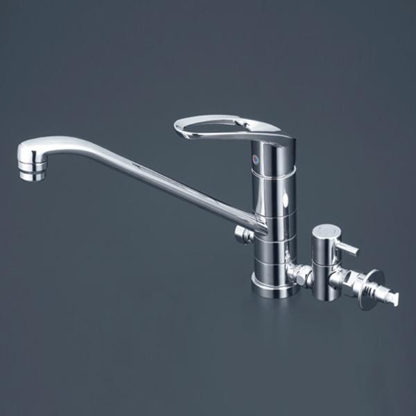 【KM5041TTU】 KVK キッチン 給水・給湯接続／シングルレバー 混合水栓 回転分岐止水栓付 | KVK