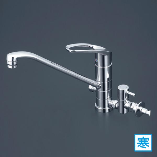 【KM5041ZTTU】 KVK キッチン 給水・給湯接続／シングルレバー 混合水栓 回転分岐止水栓付 寒冷地用 | KVK