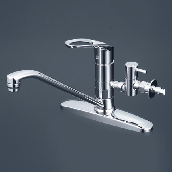 【KM5091TTU】 KVK キッチン 給水・給湯接続／シングルレバー 混合水栓 分岐止水栓付 | KVK